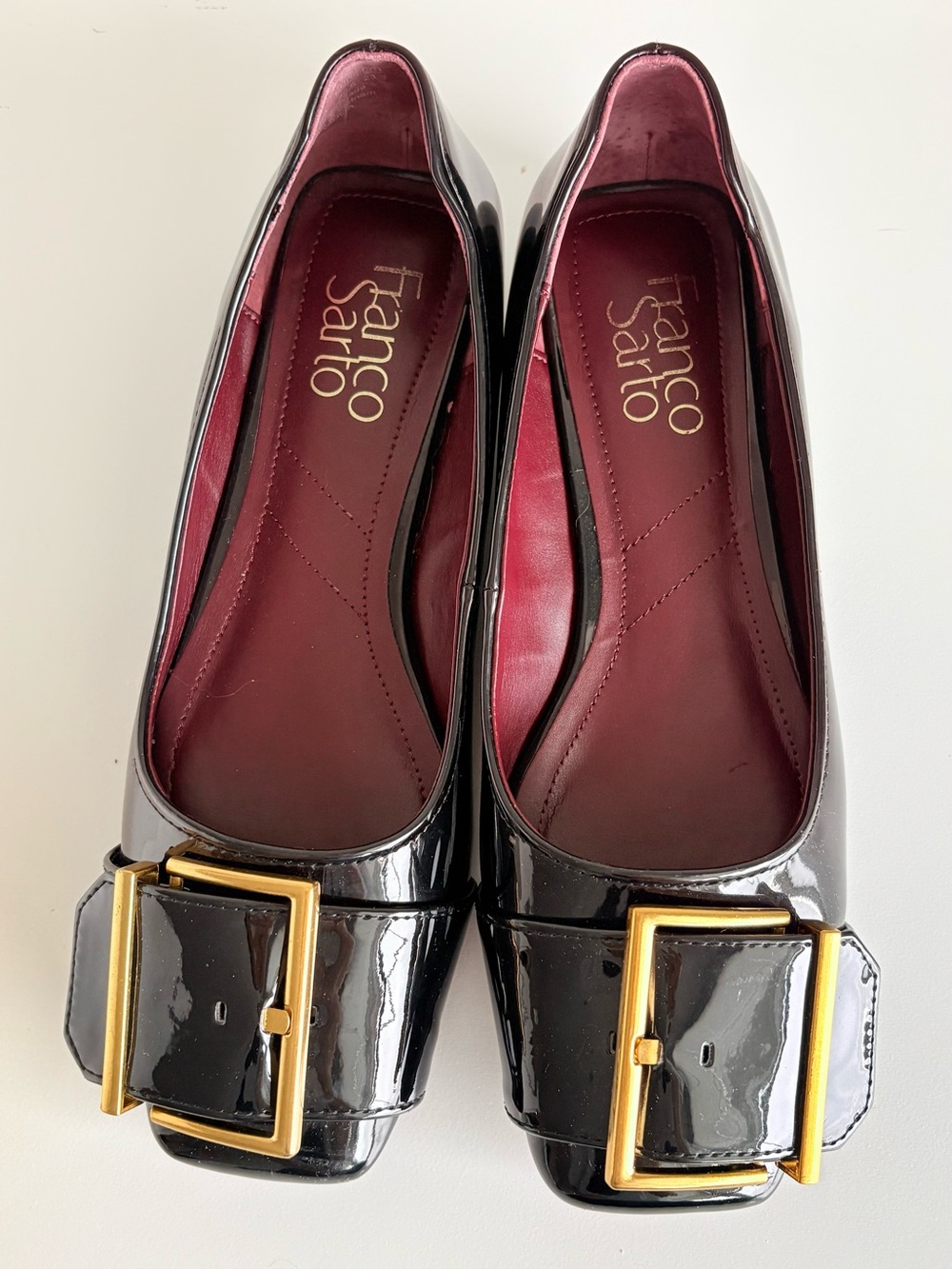 Franco Sarto - Black Tahlia Buckle Square Toe Flat - 6.5